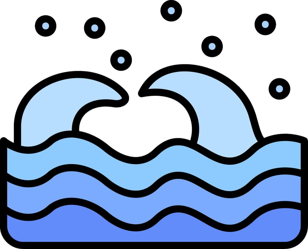 Wave Line Filled Icon vector
