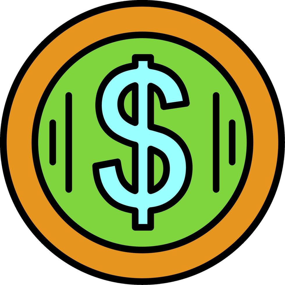 Coin Line Filled Icon vector