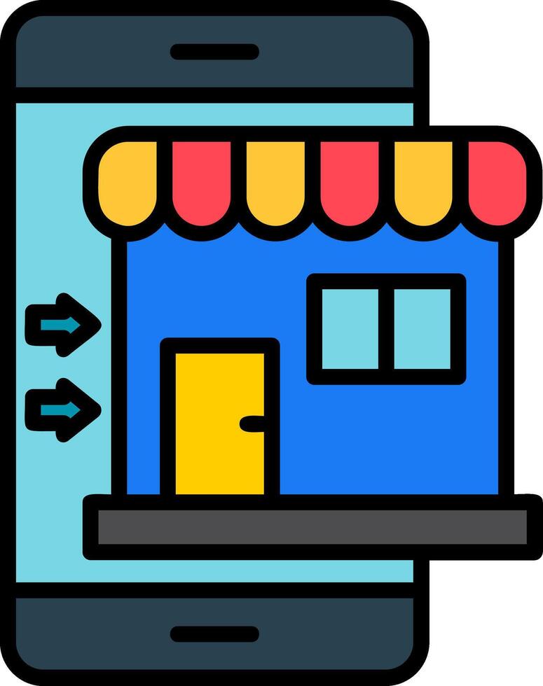 Online Shop Line Filled Icon vector