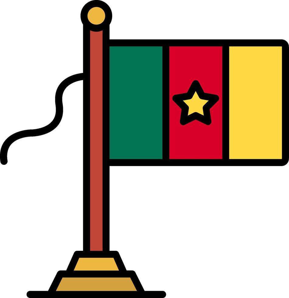 Cameroon Flag Line Filled Icon vector