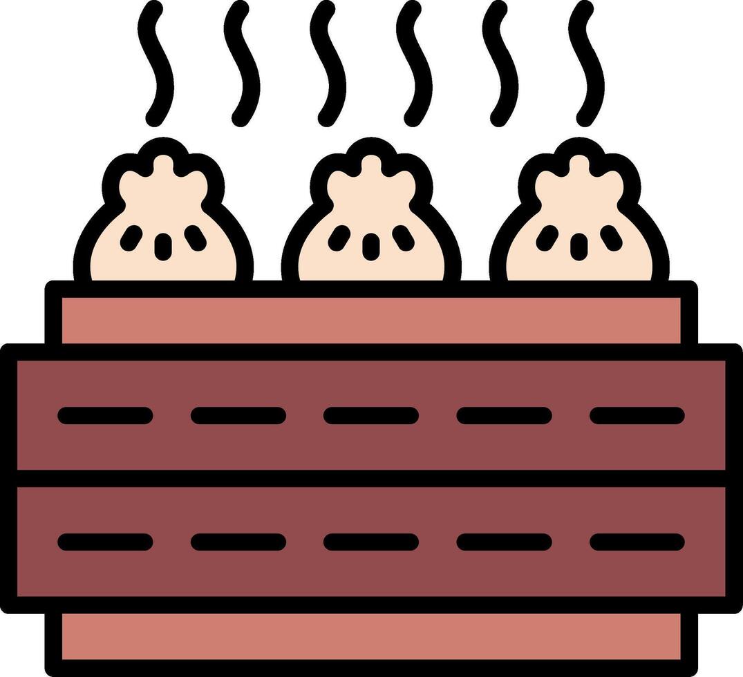 Dim Sum Line Filled Icon vector