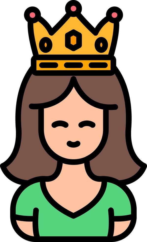 Queen Line Filled Icon vector