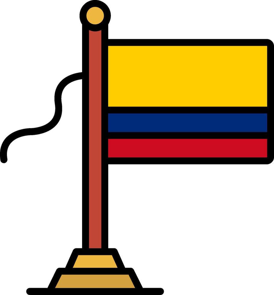 Colombia Flag Line Filled Icon vector