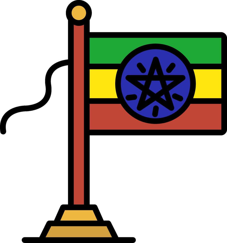 Ethiopia Flag Line Filled Icon vector