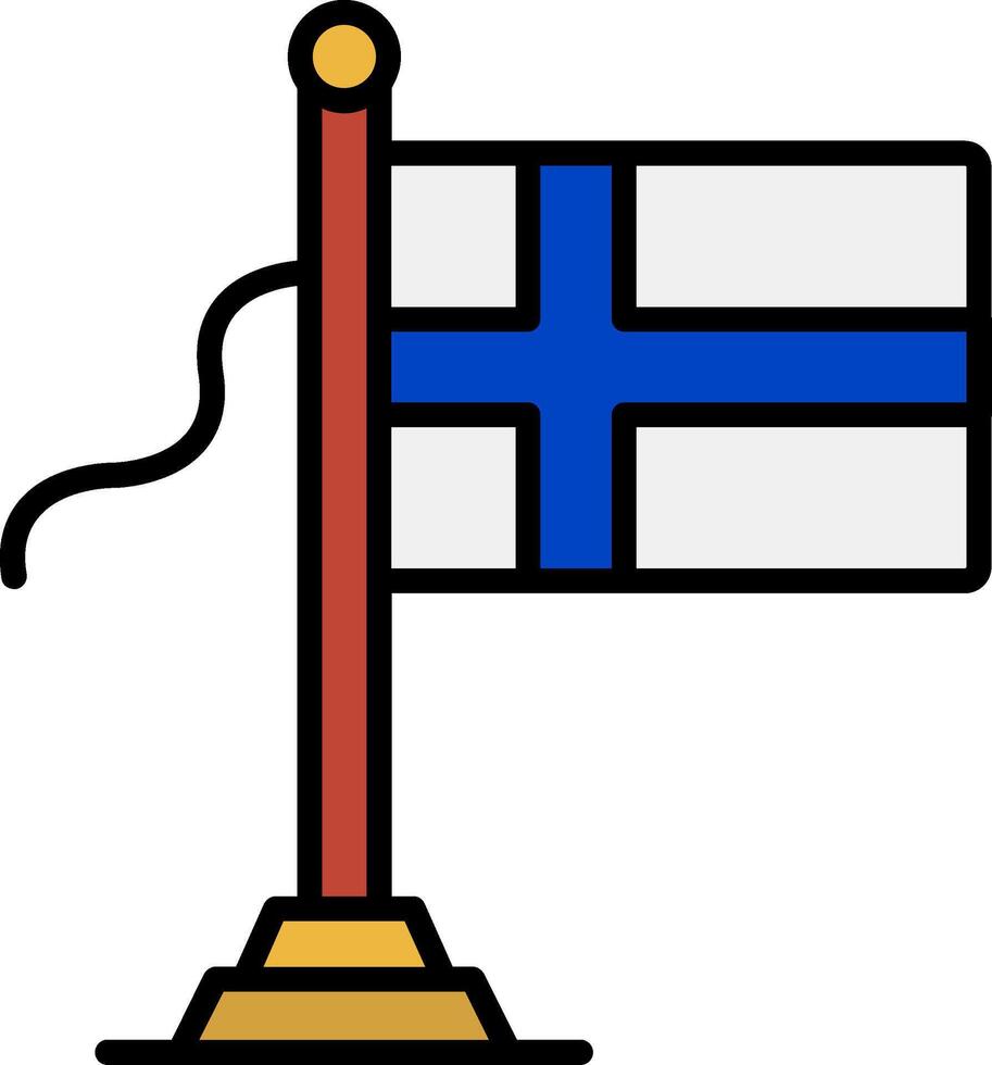 Finland Flag Line Filled Icon vector