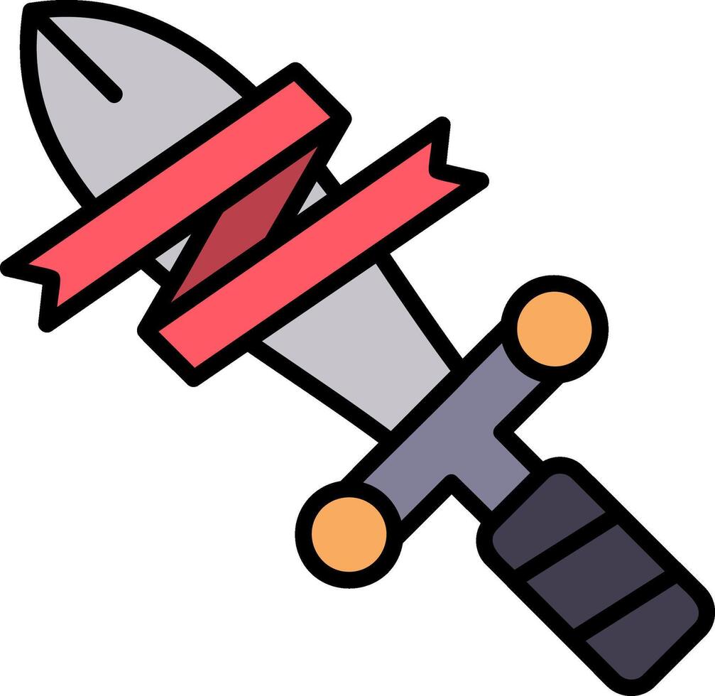 Sword Line Filled Icon vector