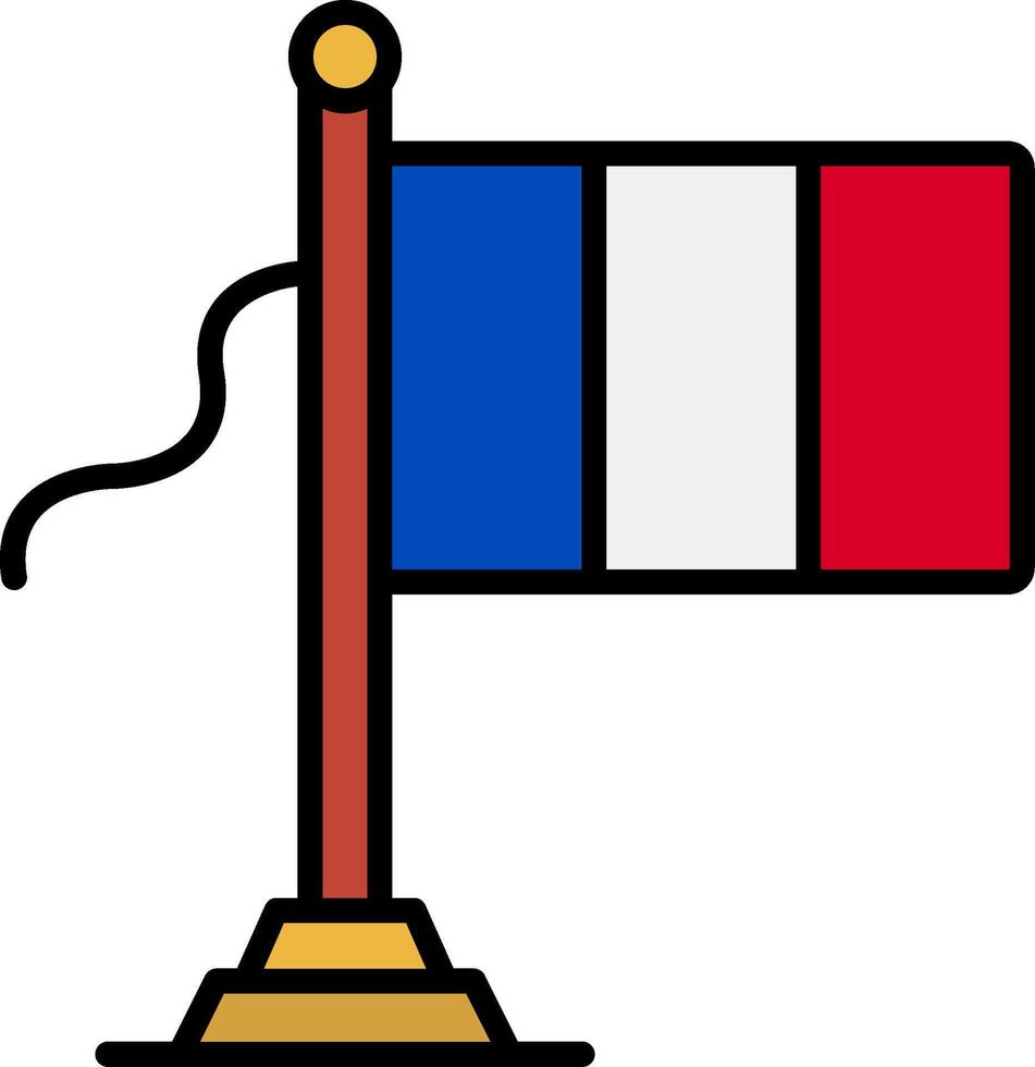 France Flag Line Filled Icon vector