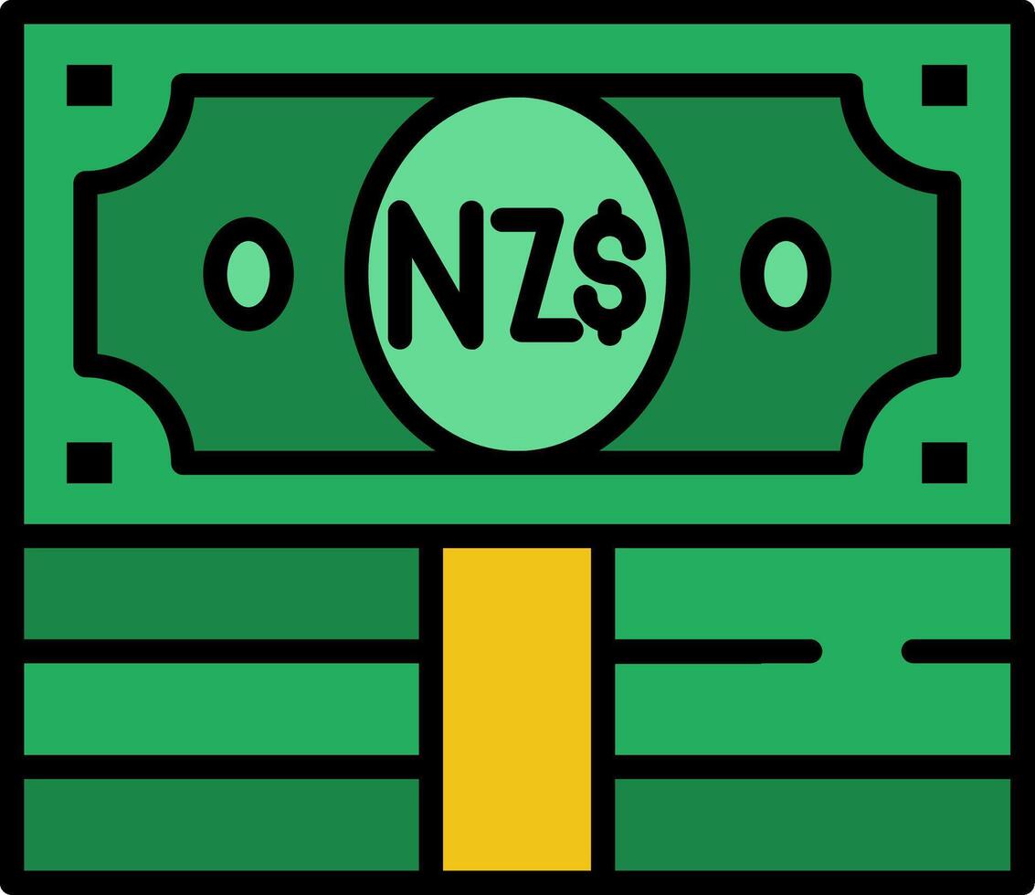 New Zealand Dollar Line Filled Icon vector