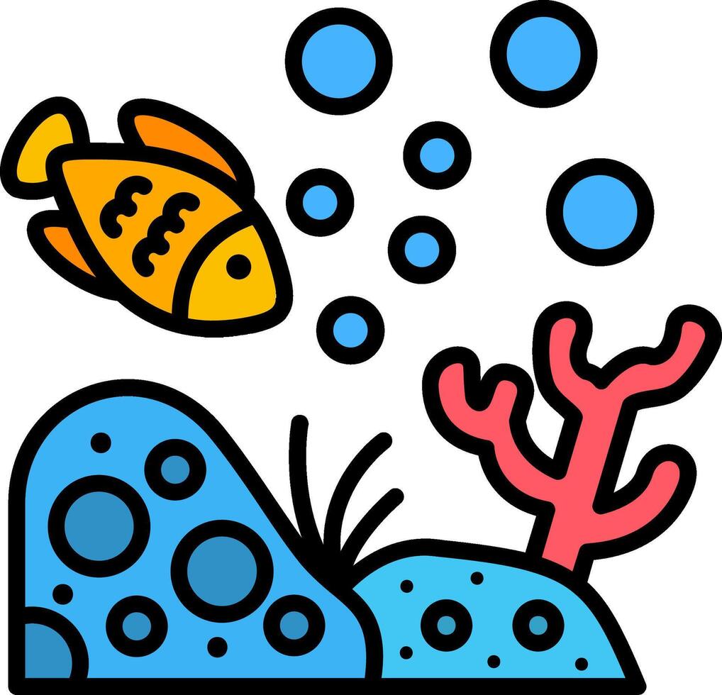 Fish Line Filled Icon vector