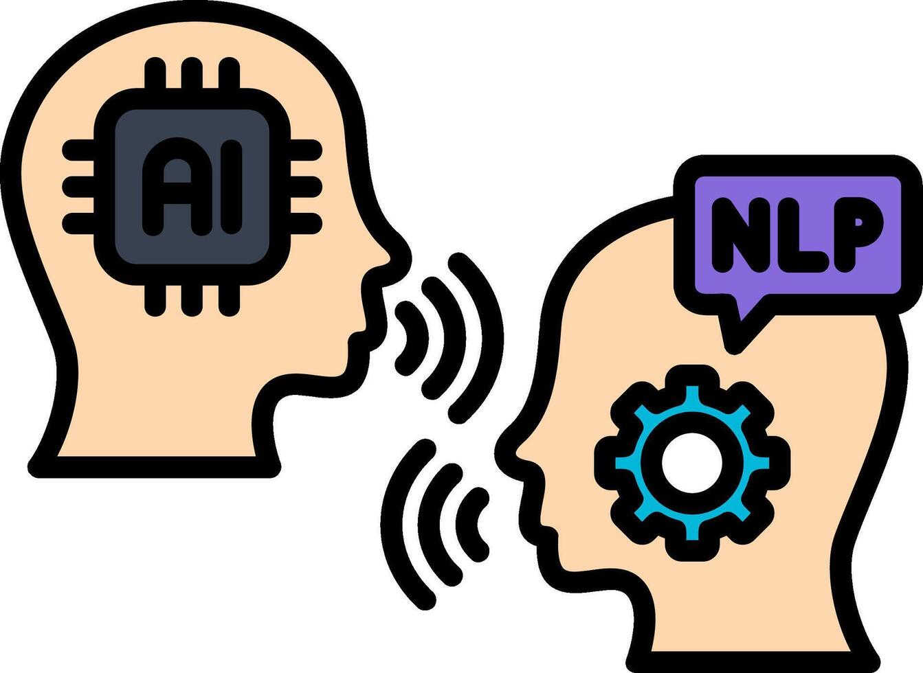 Nlp Line Filled Icon vector