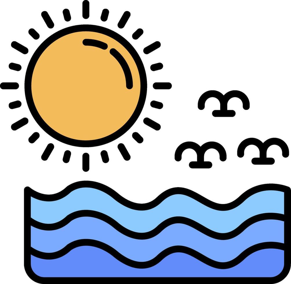 Sun Line Filled Icon vector