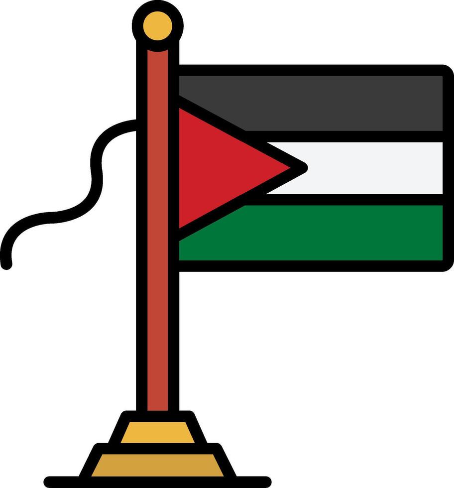 Palestine Flag Line Filled Icon vector