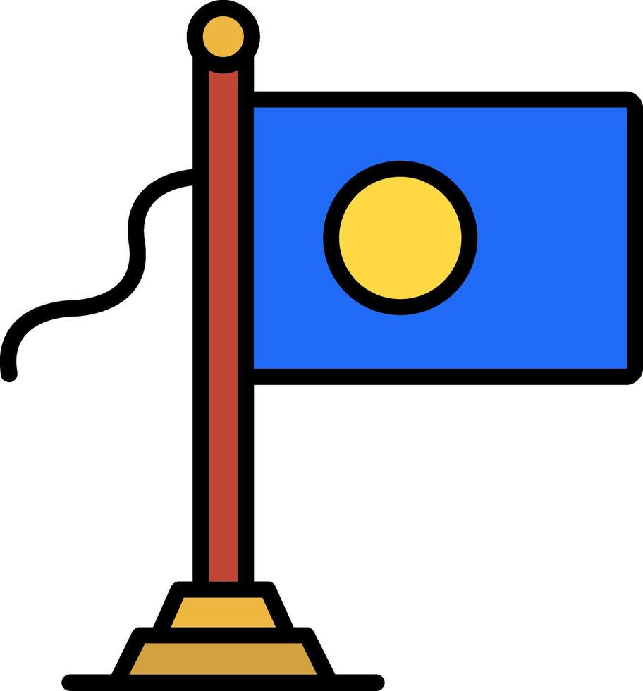Palau Flag Line Filled Icon vector