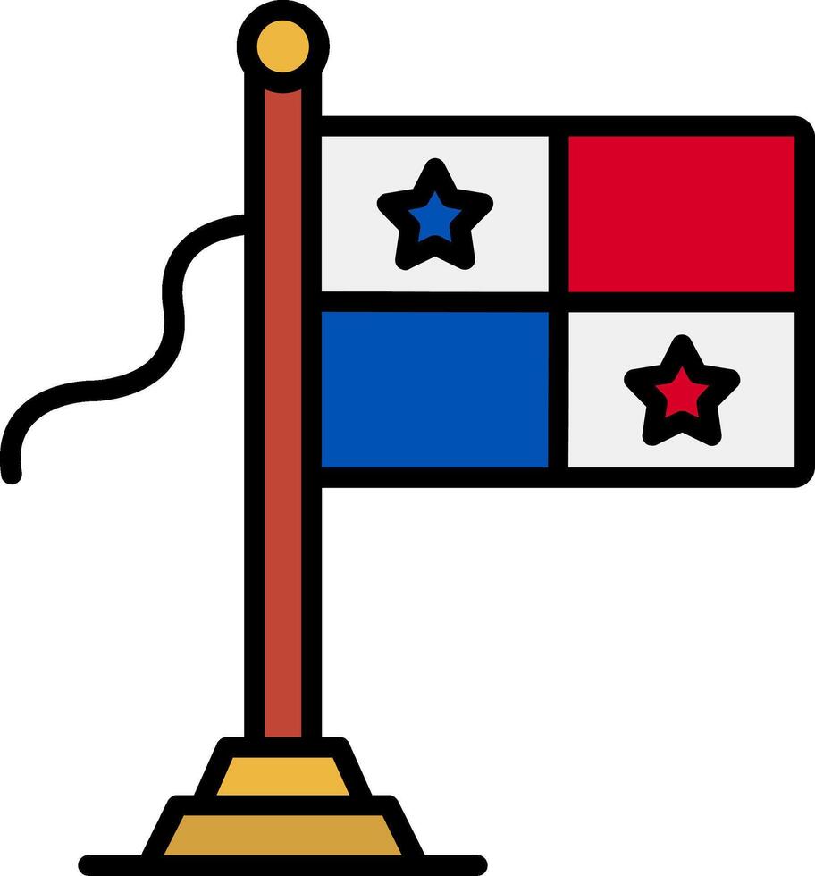 Panama Flag Line Filled Icon vector