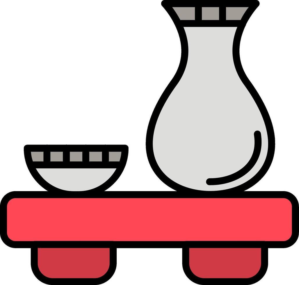 Sake Line Filled Icon vector