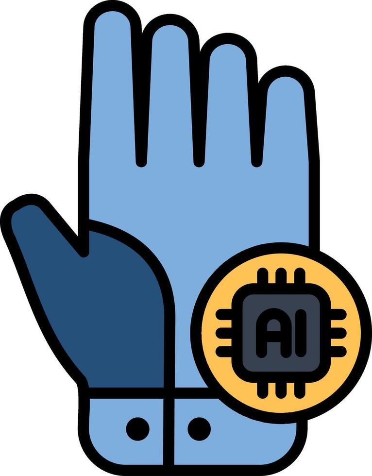 Robot Hand Line Filled Icon vector