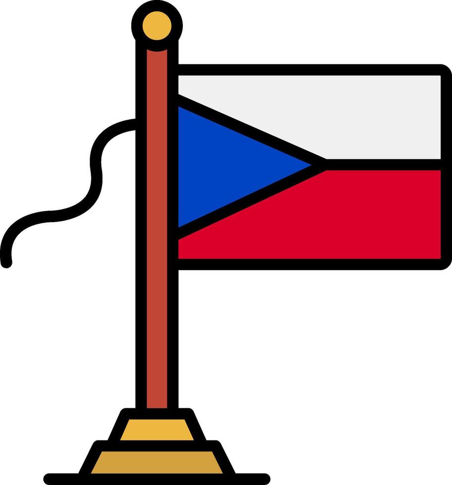Czech Republic Flag Line Filled Icon vector