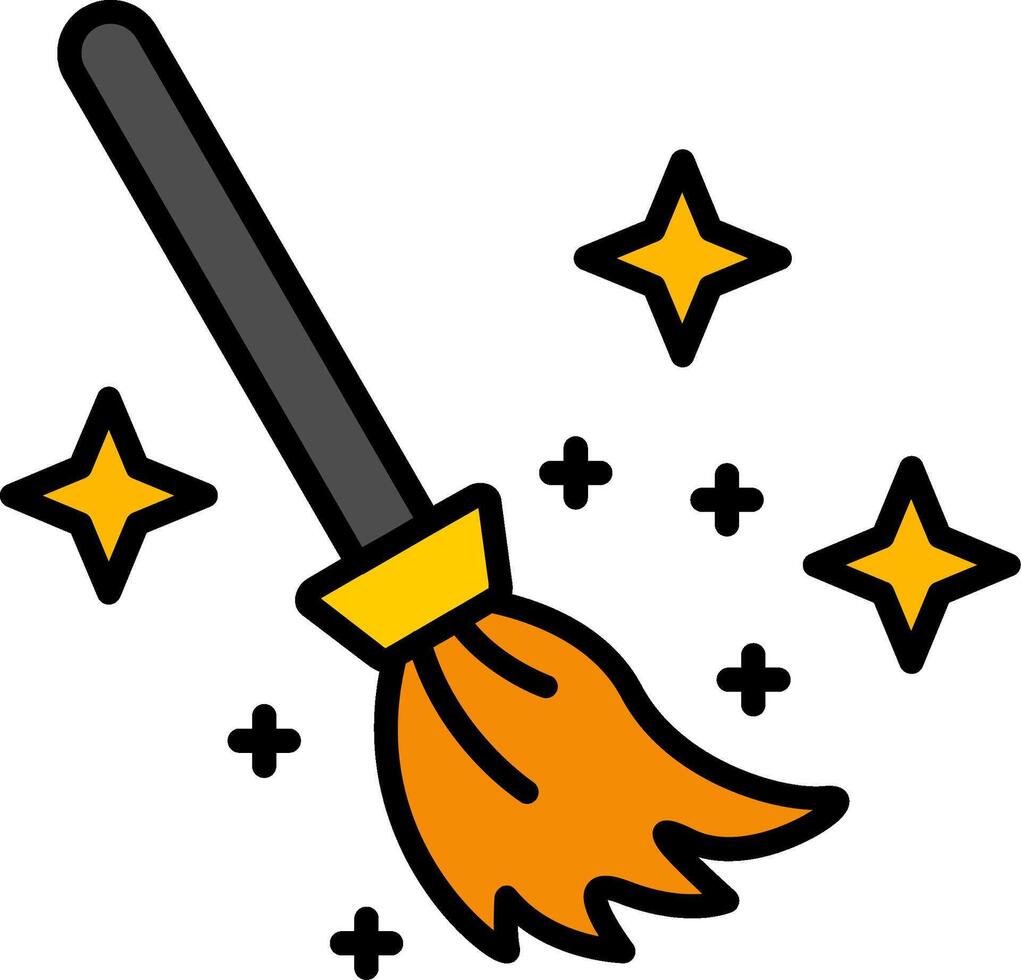 Magic Broom Line Filled Icon vector