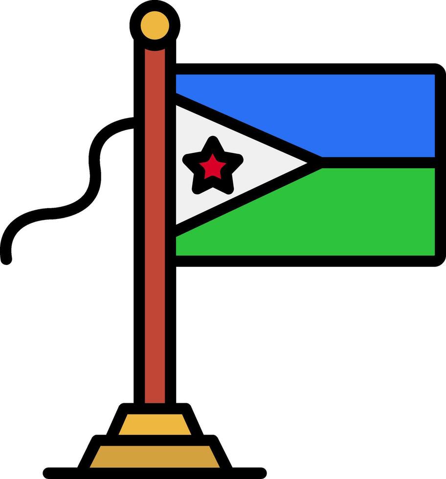 Djibouti Flag Line Filled Icon vector