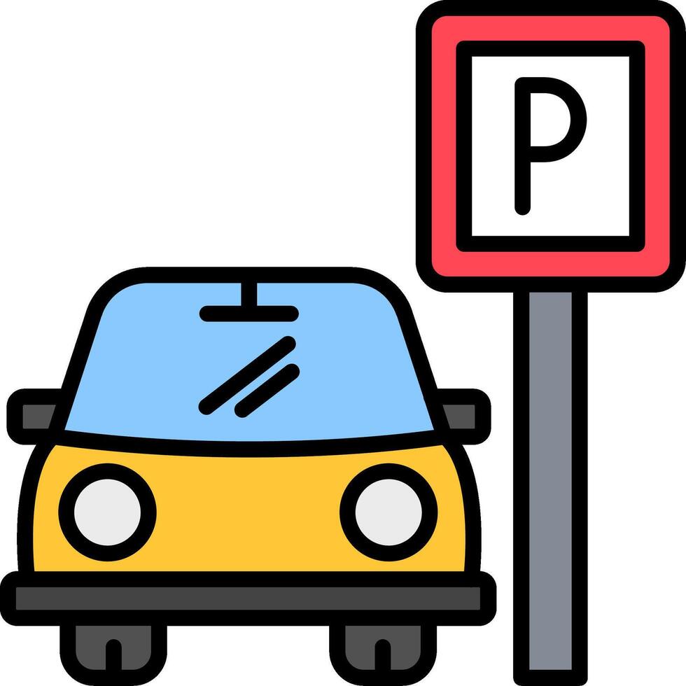 Car Parking Line Filled Icon vector
