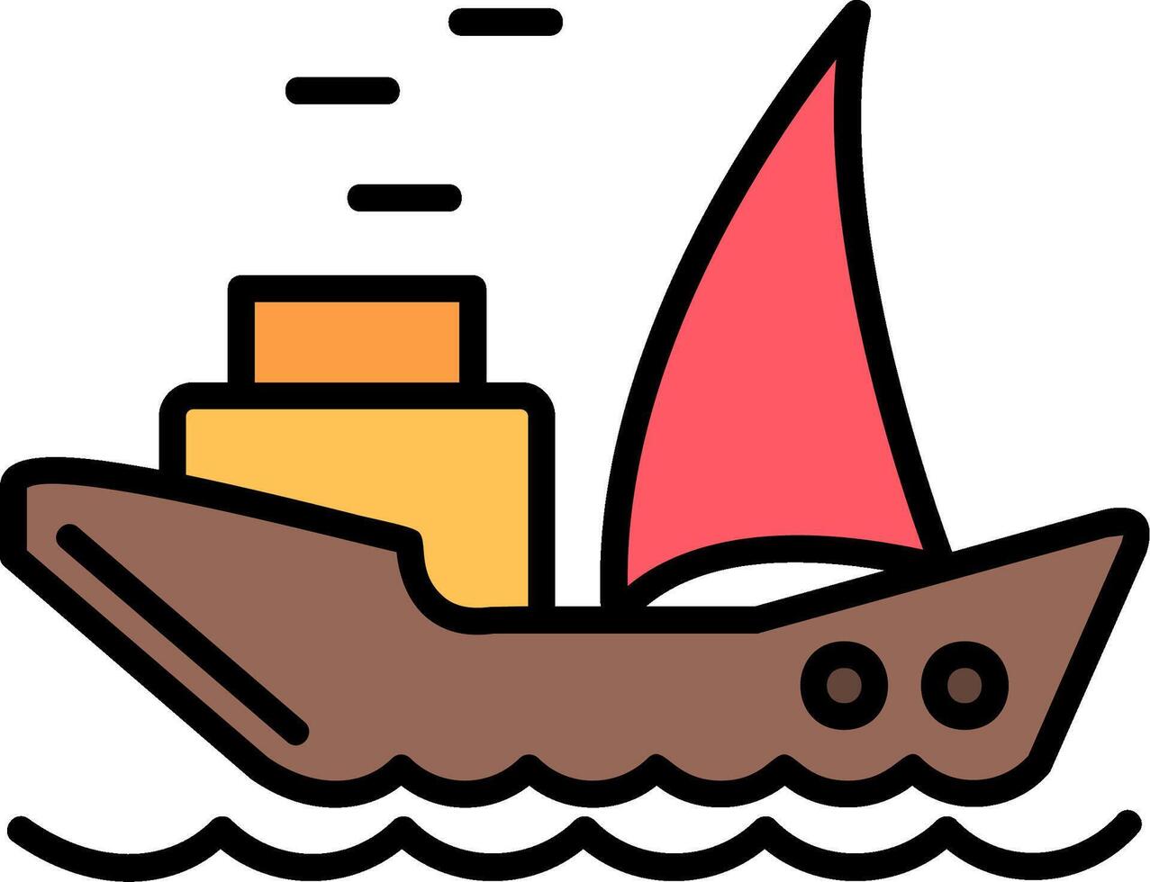 Ship Line Filled Icon vector