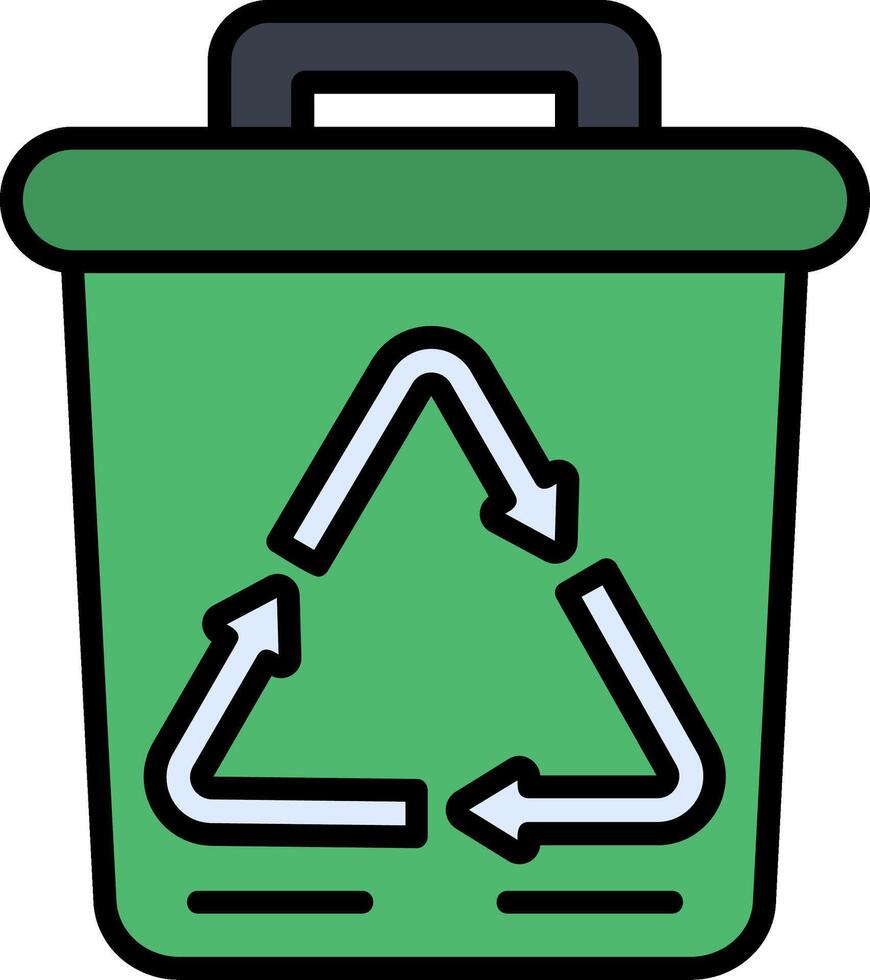 Trash Bin Line Filled Icon vector