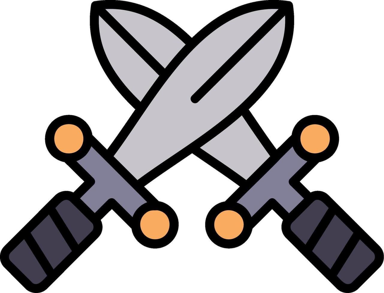 Sword Line Filled Icon vector