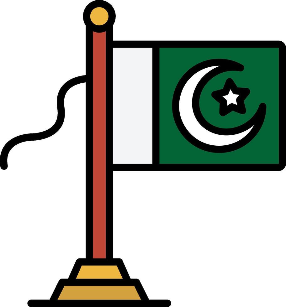 Pakistan Flag Line Filled Icon vector