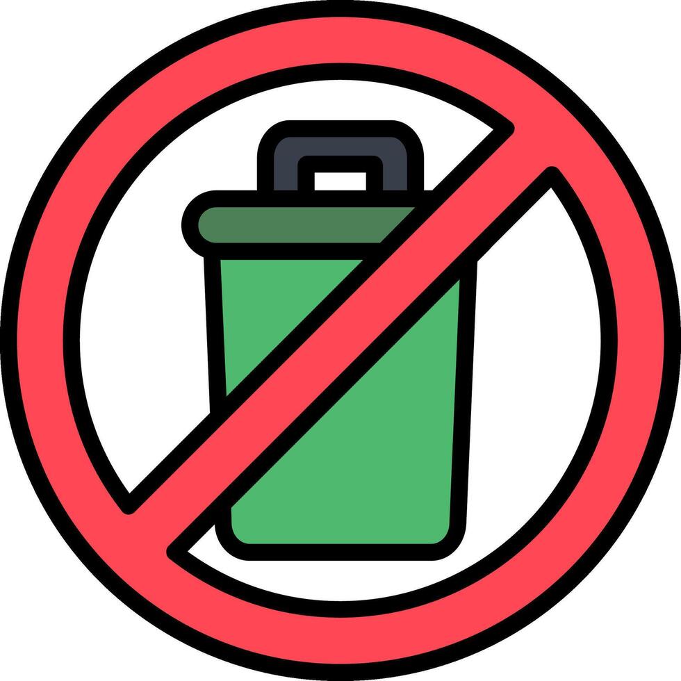 Trash Bin Line Filled Icon vector