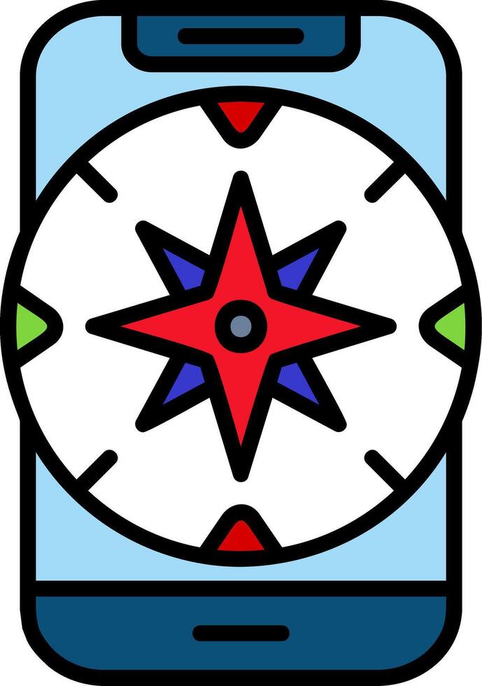 Compass Line Filled Icon vector