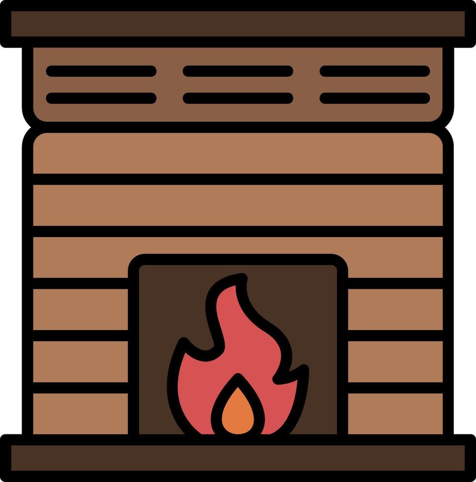 Fireplace Line Filled Icon vector