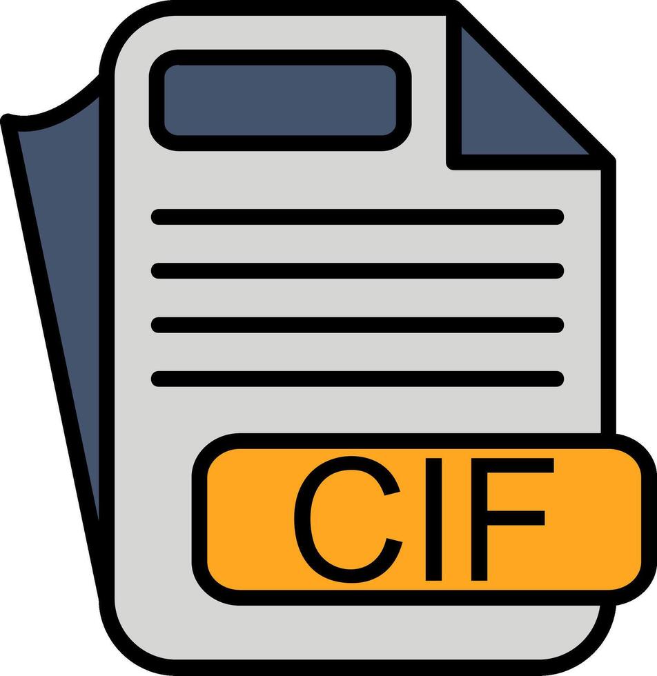 CIF File Format Line Filled Icon vector