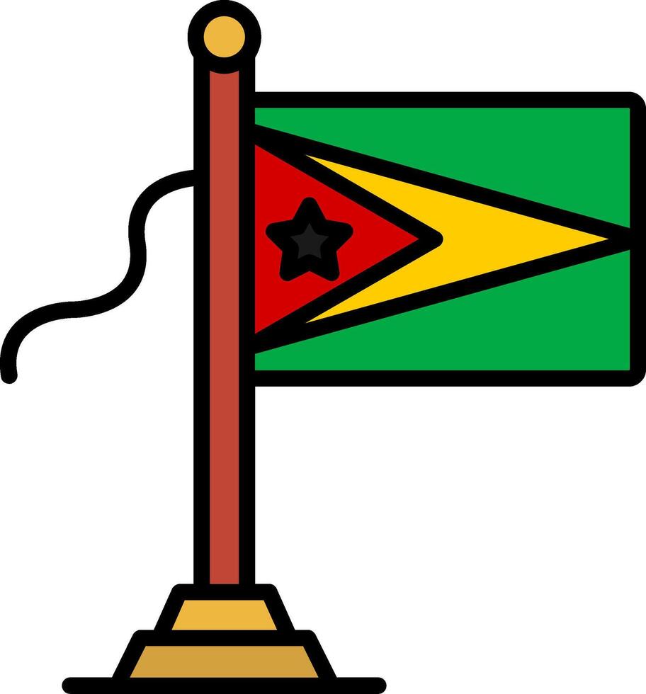 Guyana Flag Line Filled Icon vector