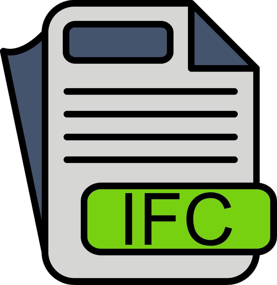 IFC File Format Line Filled Icon vector