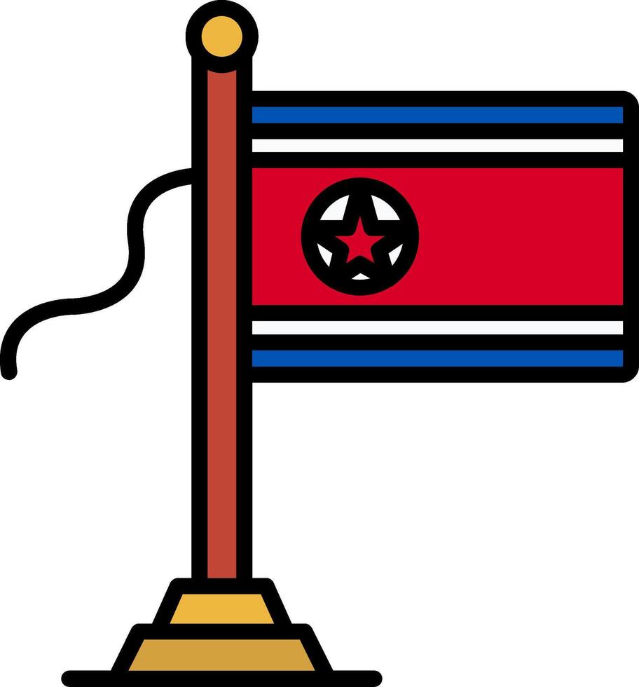 North Korea Flag Line Filled Icon vector