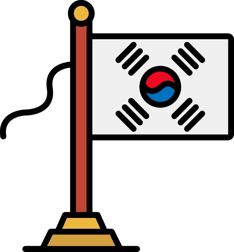 South Korea Flag Line Filled Icon vector
