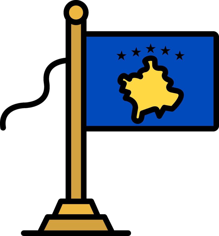 Kosovo Flag Line Filled Icon vector