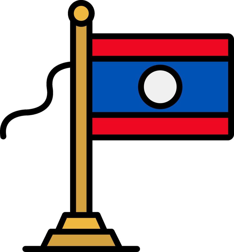 Laos Flag Line Filled Icon vector