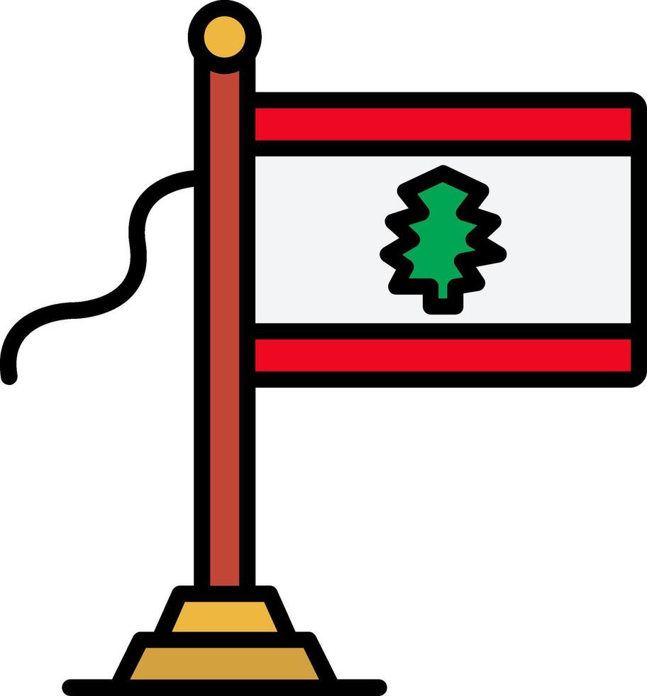 Lebanon Flag Line Filled Icon vector