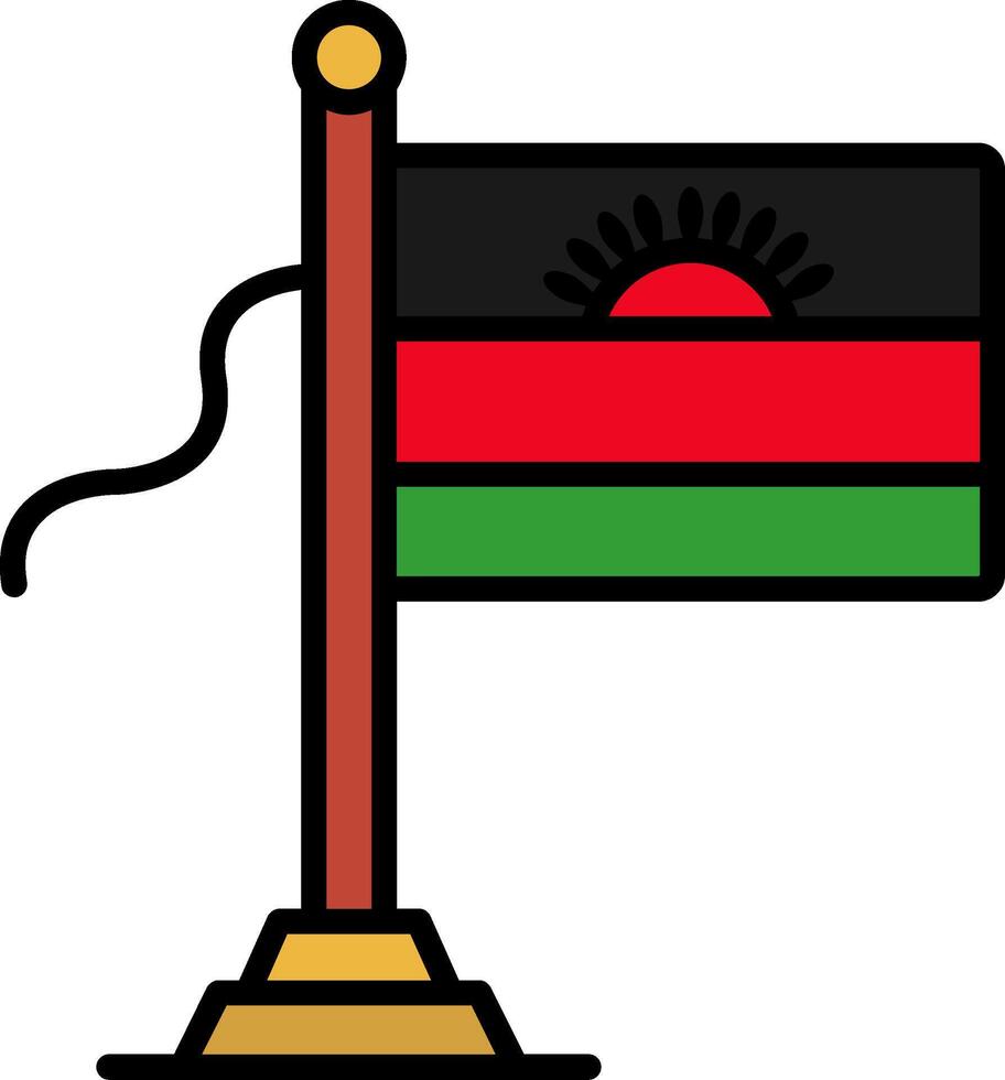 Malawi Flag Line Filled Icon vector
