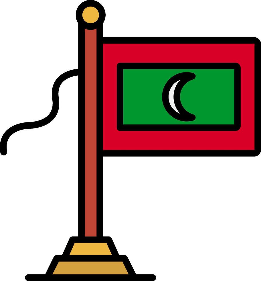 Maldives Flag Line Filled Icon vector