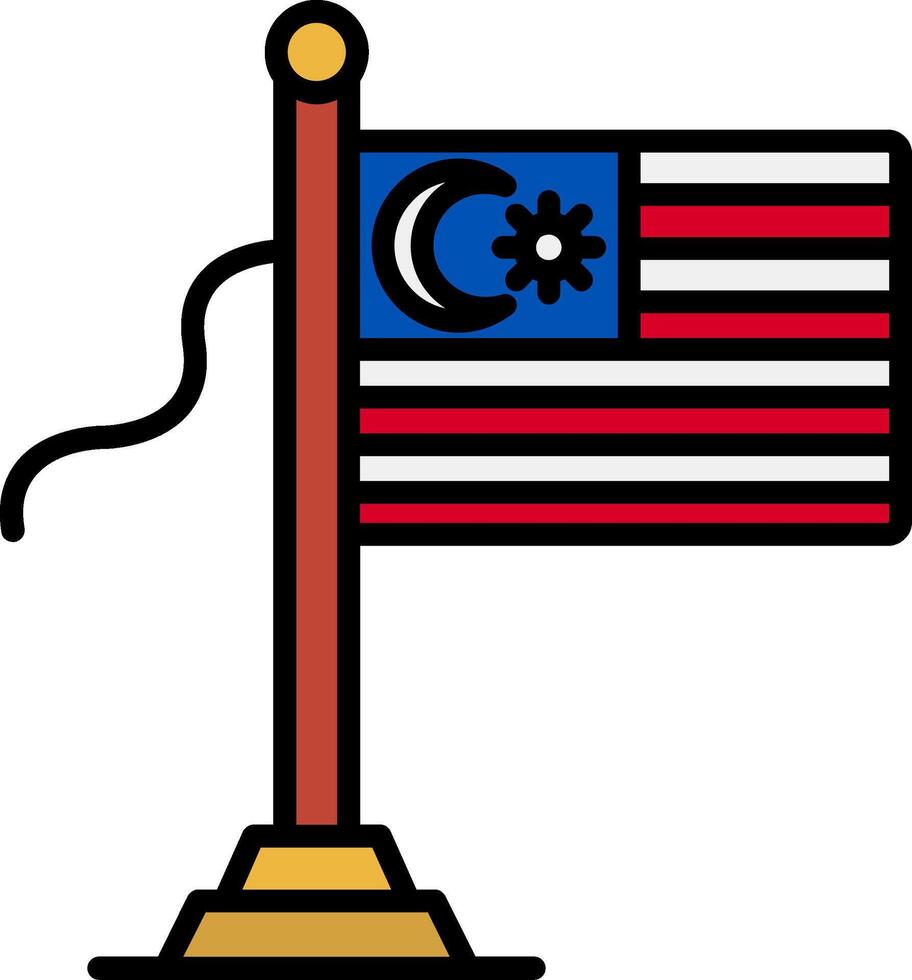 Malaysia Flag Line Filled Icon vector