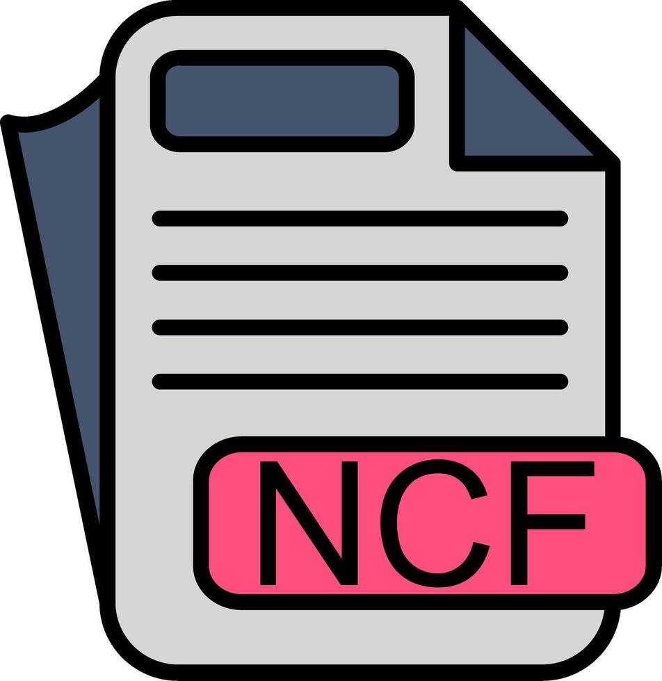 NCF File Format Line Filled Icon vector