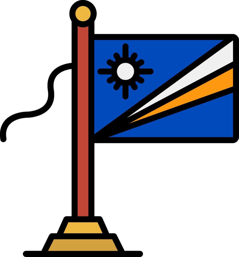Marshall Island Flag Line Filled Icon vector
