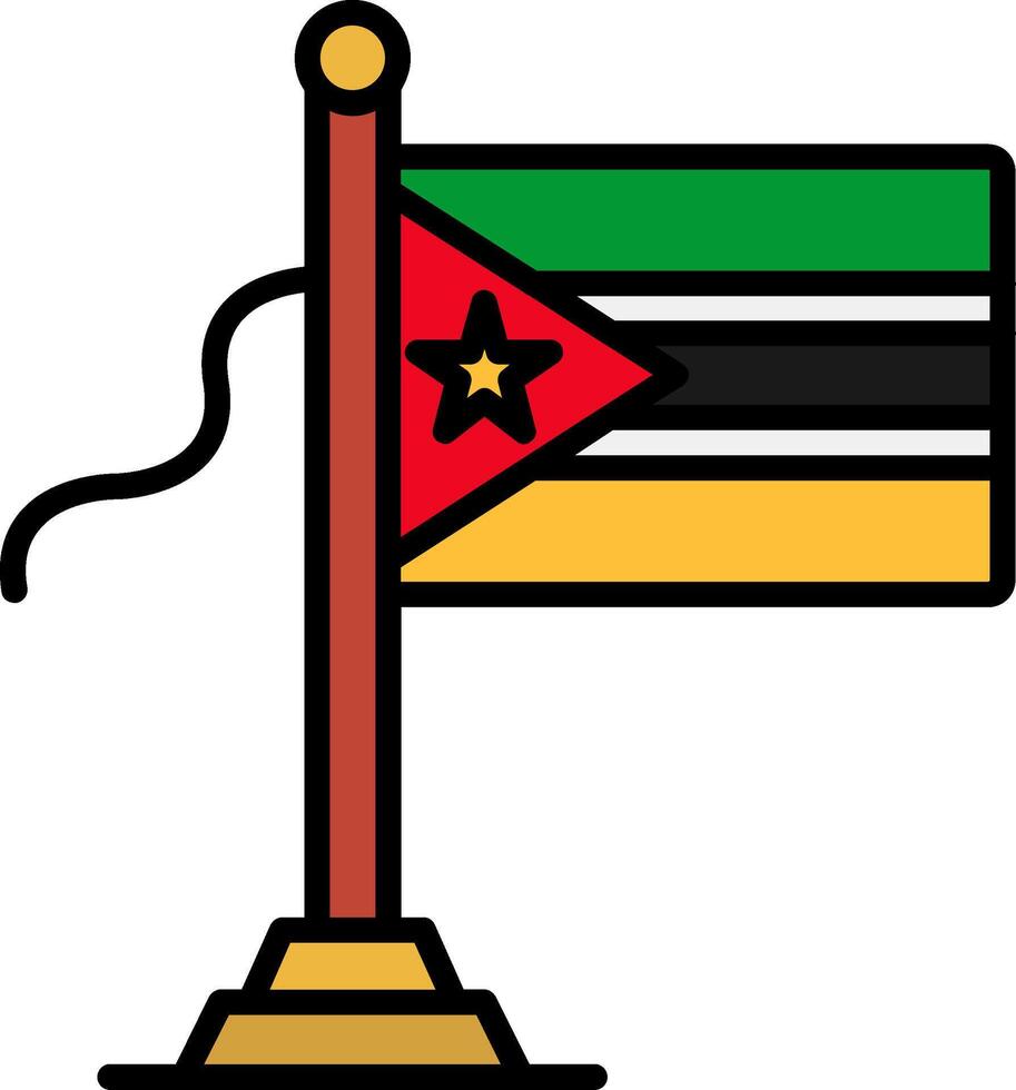 Mozambique Flag Line Filled Icon vector