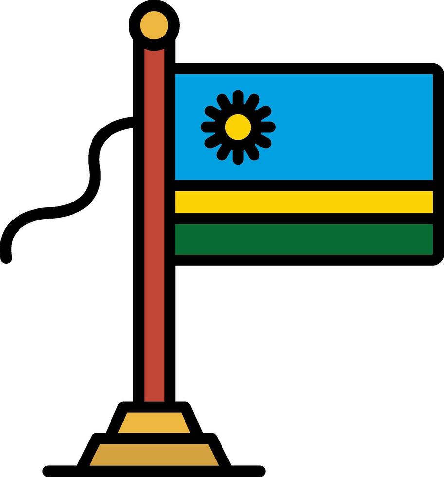 Rwanda Flag Line Filled Icon vector
