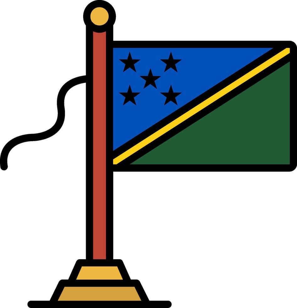Solomon Island Flag Line Filled Icon vector