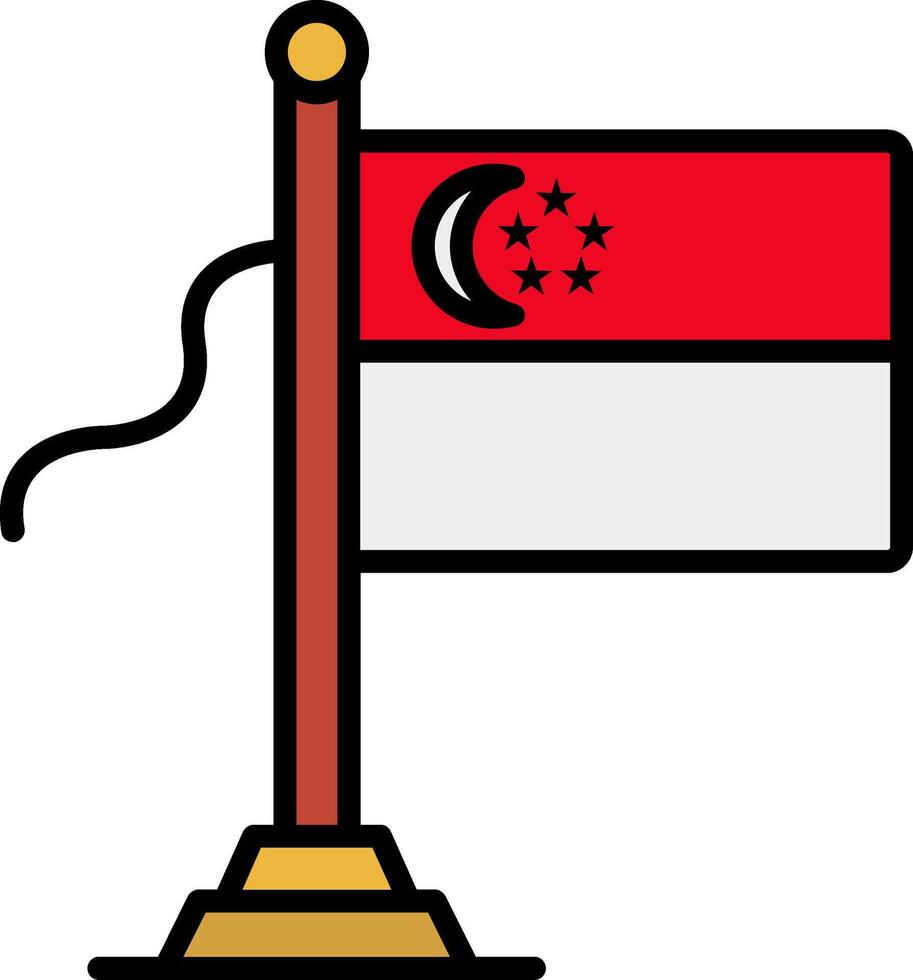 Singapore Flag Line Filled Icon vector
