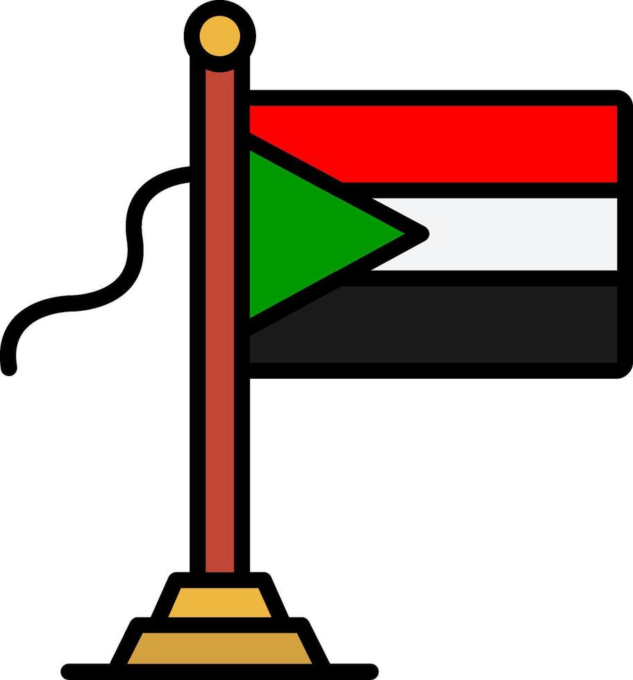 Sudan Flag Line Filled Icon vector
