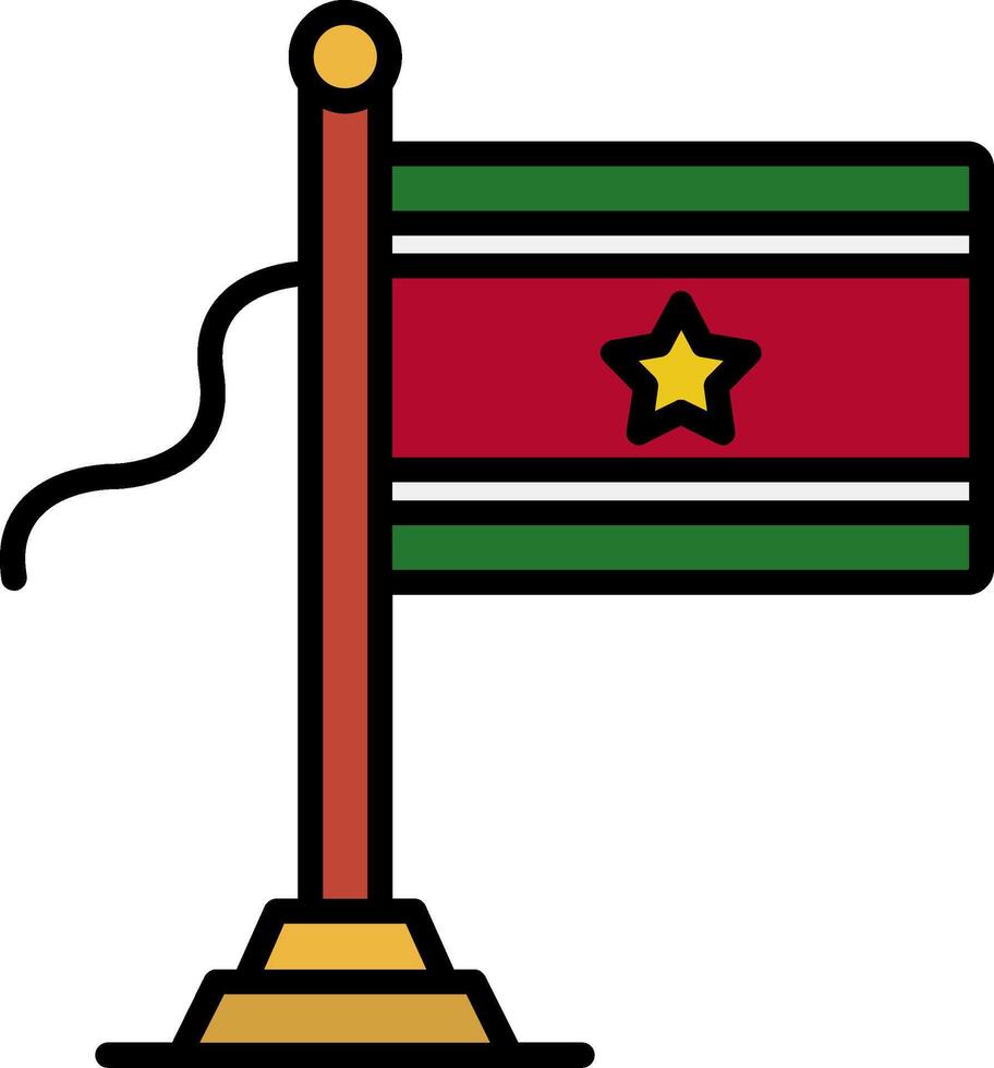 Suriname Flag Line Filled Icon vector